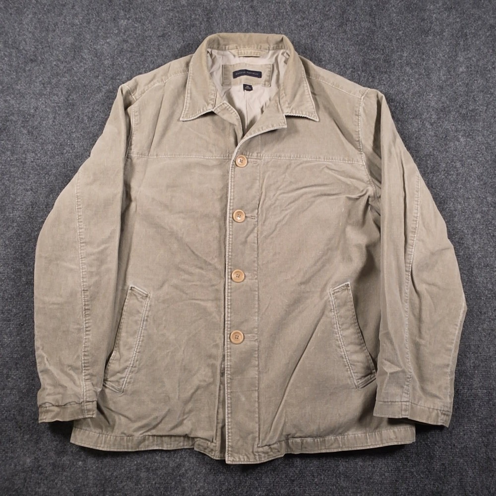 VTG Banana Republic Corduroy Shirt Mens M Beige Y2K Shacket Barn Lined